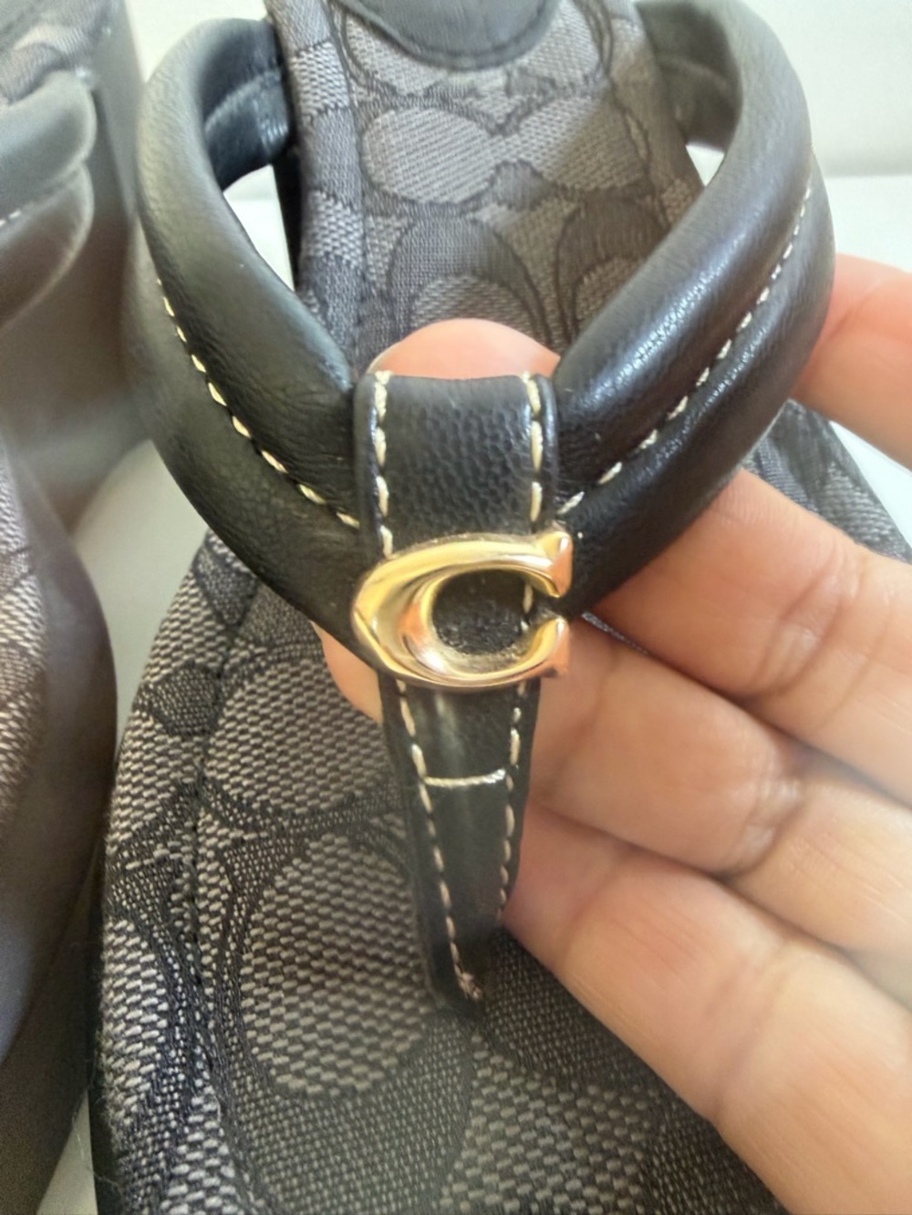 Coach Charcoal and Black Platform Wedge Thong Sandals Size 6 - Picture 11 of 11